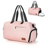 Romon Bolsa Deporte Mujer - Impermeable de Tela Oxford, con Compartimento para Zapatos y Bolsillo Húmedo, Rosa 40x23x24cm para Gimnasio y Viaje​