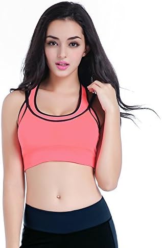 Septree Double Layer Seamless Sports Bra High Impact Racerback Yoga Sports Bra (M, Pink)