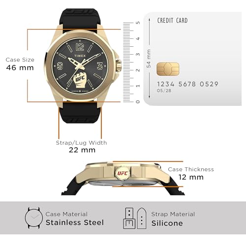 Image of TIMEX UFC Prospect Analog Watch for man with Black Octagonal Dial & Black Silicone Strap Band Water Resistant Men's Wrist Watches - TW2W73600UJ