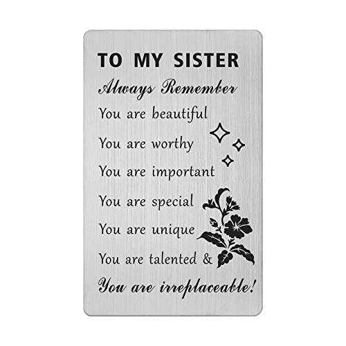 HYHYDHP Sister Wallet Card - Mothers Day Cards for Sister - Compliment Gifts for Sister - Sister Birthday Ideas