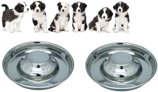 Royal sapphire Stainless Steel Puppy Bowl,Puppy Food Bowl,Puppy Bowl for Small Dogs,11.4'',Puppy Saucer,Puppy Supplies,Puppy Feeder,Puppy Feeding Bowls for Litters Two Piece