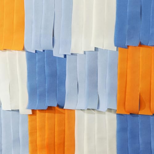 Image of Light-Dusty Blue Beige-Orange Party-Decorations Streamers - 8 Rolls Graduation 2026 Boho Fall Birthday Baby Bridal Shower Crepe Tissue Paper Streamer,Bachelorette Engagement Decor Lasting Surprise