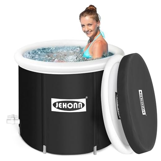 JEHONN XL Large Cold Plunge Tub for Ice Bath, 34 inches 112 Gallons Ice Water Pod at Home, Portable Ice Barrel Pool with Cover and Inflatable Lid for Athletes Family Training Therapy, Black, IBT-01