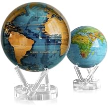 MOVA Globe Bundle Blue and Gold 8.5" + Blue Relief Map 4.5" | Rotating Solar-Powered Desk Globes | No Batteries or Cords | Educational Decor Gift