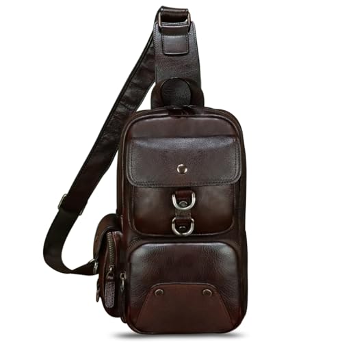 Image of Genuine Leather Sling Bag for Men and Women Full Grain Leather Crossbody Sling Backpack Purse