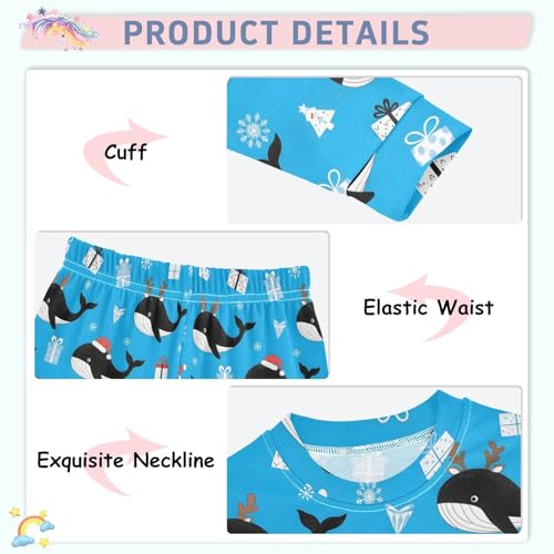 Pajama Sets Long Sleeve Christmas Whales with Hats Soft Comfy Sleepwear 2 Piece PJS 3-8T4