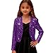 Sequin Jacket for Girls Sparkly Cropped Open Front Long Sleeve Shrug Kids Fall Fashion Party Glitter Blazer Cardigan