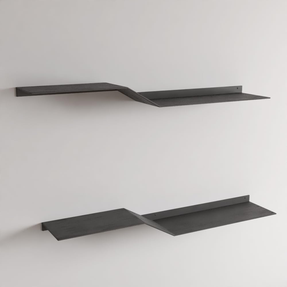 LLOPIS Estante Pared |95,5cm|Set 2|Repisa Decoración Flotante para Libreria Pared Colgante | Balda de Diseño|Balda Pared Metal para Dormitorio,habitación, Comedor y baño. Negro o Blanco (Negro)