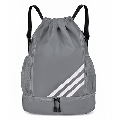 SunnyJisely Multifunctional Sports Bag Training Equipment Bag, Drawstring Basketball Bag Backpack with Shoes Compartment (Grey)