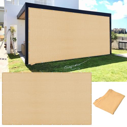 Vela Sombra Rectangular 300 x 510 cm Protección UV a Prueba de Viento Transpirable Red de Sombreado Protección Solar HDPE con Ojales para Exterior Patio Jardín Terrazas, Amarillo Arena