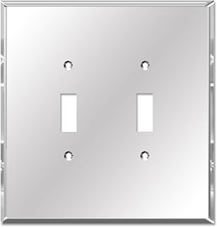 Art Plates - OVERSIZED Mirror Switch Cover - 2 Gang Oversize Toggle Unbreakable Acrylic Mirrored Light Switch Plate Cover - 5.25" x 5.25" - Two Gang Jumbo Reflective Wall Plate