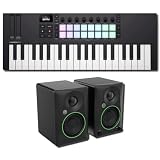 Novation Launchkey Mini 37 MK4 Mini MIDI Keyboard Controller Bundle with Mackie CR3.5BT Bluetooth Powered Monitors — Three Octaves, 16 RGB Pads, 50W Pair for Music Production, Beat Making, Home Studio