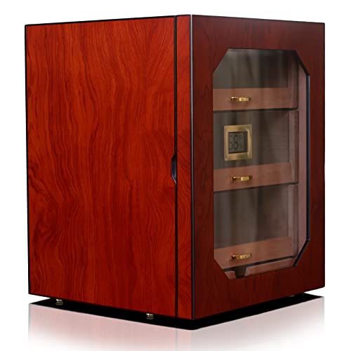 Luenmook Cigar Humidor Cabinet With 3+1 Drawers,Cedar Cabinet For 100 To 150 Counts With Digital Hygrometer,2 Upgraded Crystal Gel Humidifiers, Cigar Gift For Men - Pterocarpus #TOP2