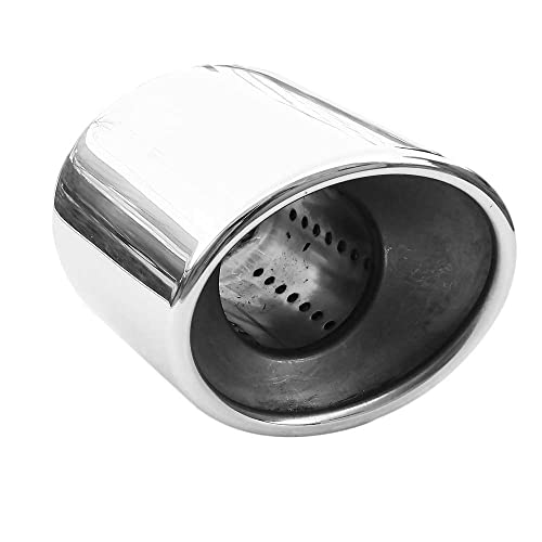 Rumplex Embellecedor de escape ovalado de acero inoxidable deportivo, tubo de escape, extremo de tubo de escape, puntas de escape, silenciador, punta universal, cromado