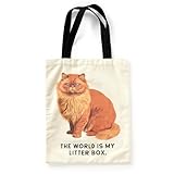 Mudpuppy Brass Monkey Moody Cats Canvas Tote Bag - Environmentally Friendly Lightweight Reusable Shopping And Grocery Bag
