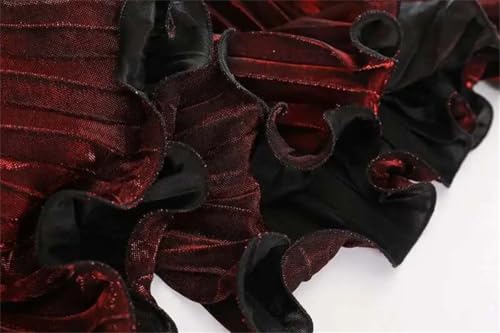 Women's Weekend Maxi Skirt Dinner Party Irregular Wave Cut Pleated Elastic Waist Long Skirts4