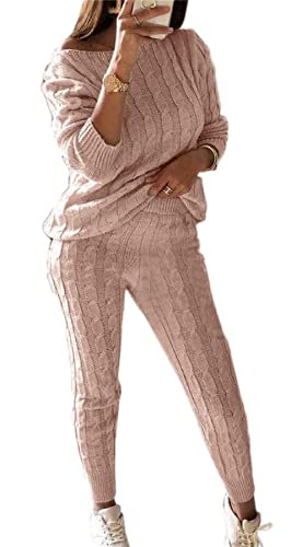 Lucuna Womens Fall Knit 2 Piece Outfits Sweater Shirt Top