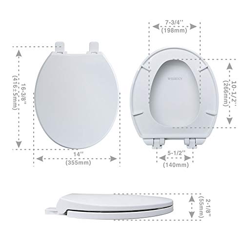 Round Toilet Seat with Lid, Slow Close Seat and Cover, Including Two Sets of Parts, Fit All Standard Round Toilet, Quiet Close, Plastic, White - Thumbnail 3