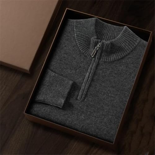 Zipper Sweater for Men Fall Winter Mock Neck Knitted Casual Office Soft Warm Solid Cashmere Pullover Sweater2