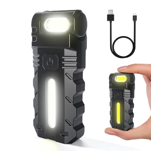 YIFMOO Taschenlampe LED USB Aufladbar, Mini Taschenlampe Mit 5 Modi, 180° Drehbar, Magnetische Taschenlampen mit Clip, Wasserdicht Kleine...