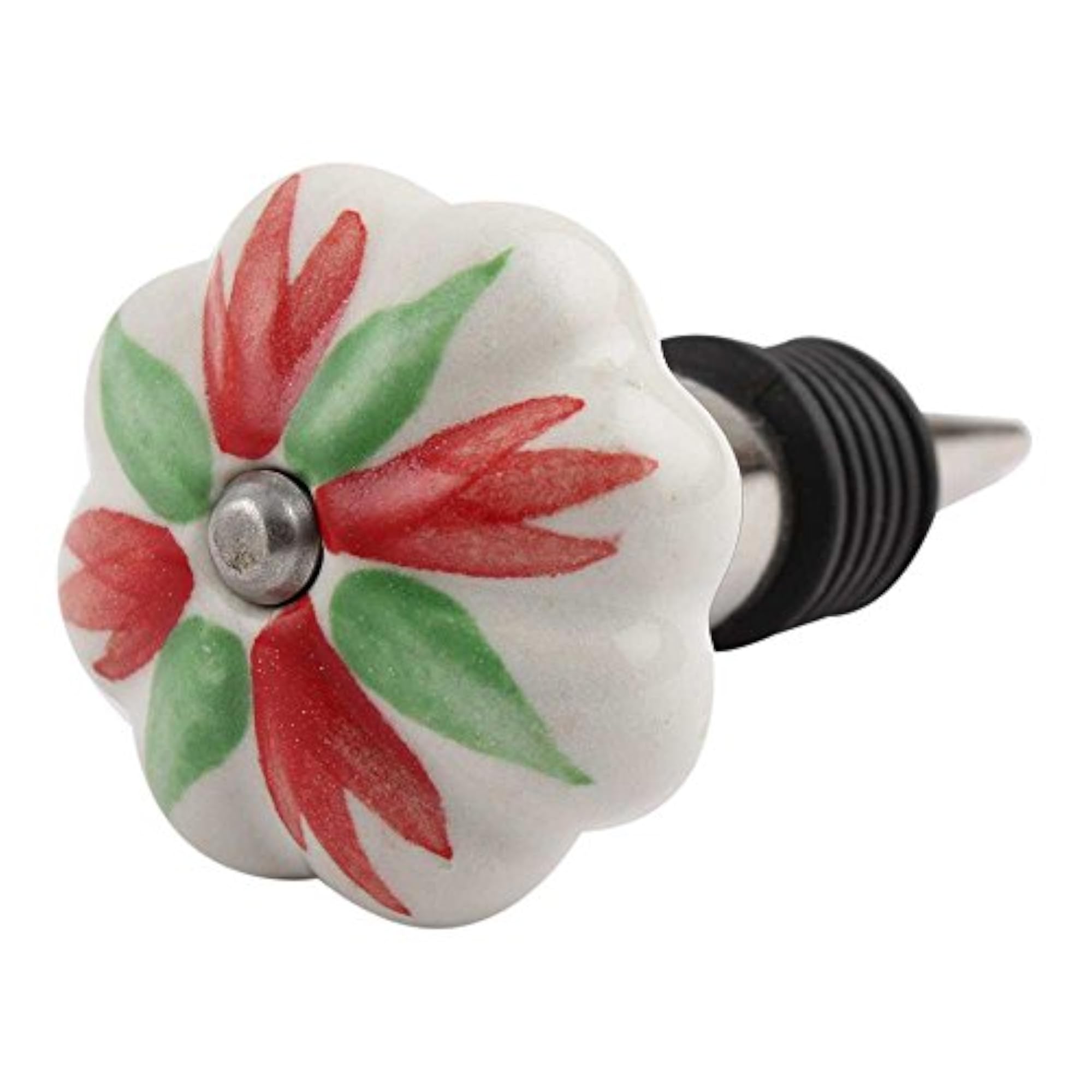 Red Ceramic Wine Bottle Stopper, 2 Piece Set