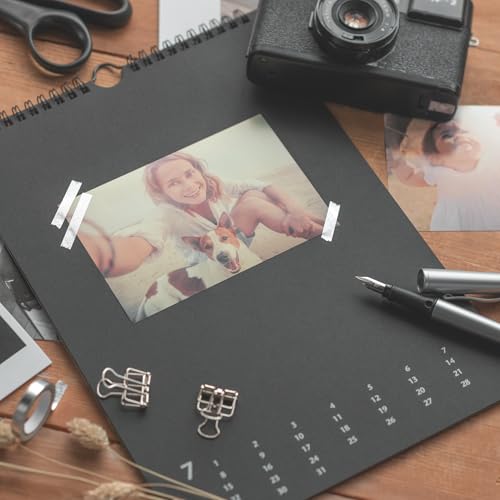Heyda 2070470 Bastel-/Kreativkalender, 13 Monatsblätter, A 4, Kalendarium immerwährend, Wire-O-Bindung mit Aufhänger, Deckblatt schwarz
