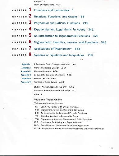 Precalculus Selected Material (Custom) 0077351061 Book Cover