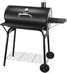 Charcoal Grills Outdoor BBQ Grill 30INCH Barrel Charcoal Grill with Side Table, 627 Square Inches, Outdoor Backyard Camping Picnics, Patio and Parties, Black by DNKMOR