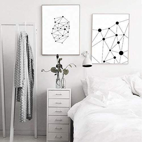 Toile Art Mural Abstrait Géométrique Noir Blanc Amour - Solution Déco Grand Format Salon