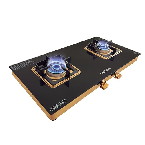 Everflame Aurum 2 Burner Gas Stove | Toughened Glass Gas Cooktop | 5G Gas Saver Technology | ISI Approved |...