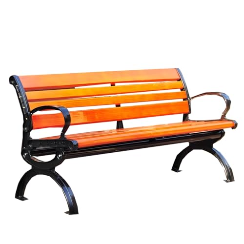 Banc de jardin 59 pouces en bois massif et fer forgé pour parc et extérieur