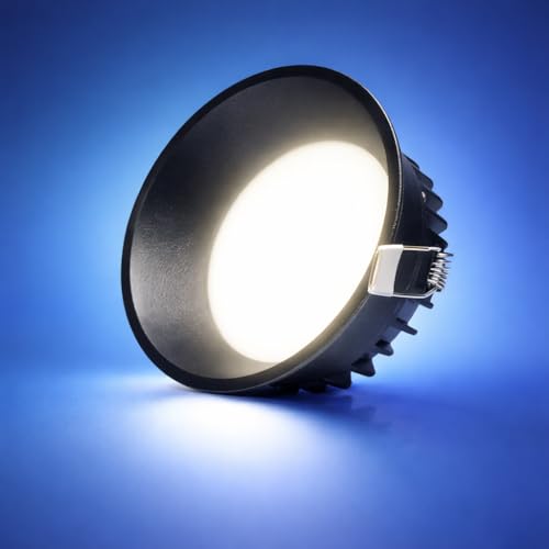 Image of 18W Deep Down LED Round Panel Light | Bright Modern Surface Ceiling Light for False Ceiling & POP Roof | Energy-Efficient Light| Cool White, Black Aluminium Body | Pack of 1