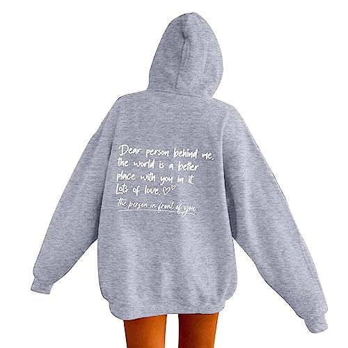Sudadera para mujer, sudaderas con capucha, diseño gráfico de palabras para mujer, sudaderas, ropa de manga larga, sudadera cómoda para invierno, gris, XXL