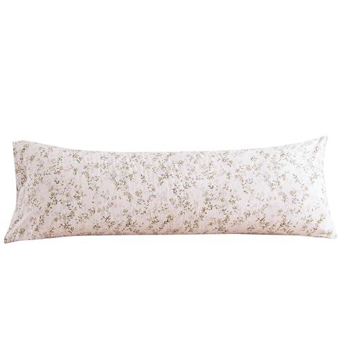 Image of ECOCOTT 100% Washed Cotton Pillowcase for Hair and Skin Linen Feel Soft Comfortable Breathable 1 Pcs Pillow Case with Envelope Closure Body Size (20 inchx54 inch)
