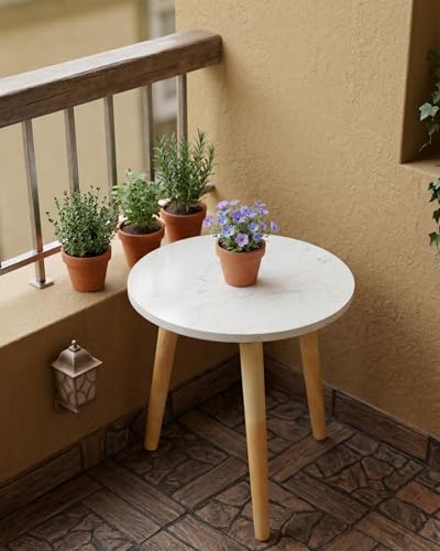 Image of Small Coffee Table with Storage, Mid Century Modern Solid Wood, for Living Room, (ROUND-3-LEGW)