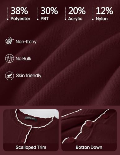 MEROKEETY Womens Fall Button Down Cute Cardigan Sweater Trendy, Wine, L — view 6