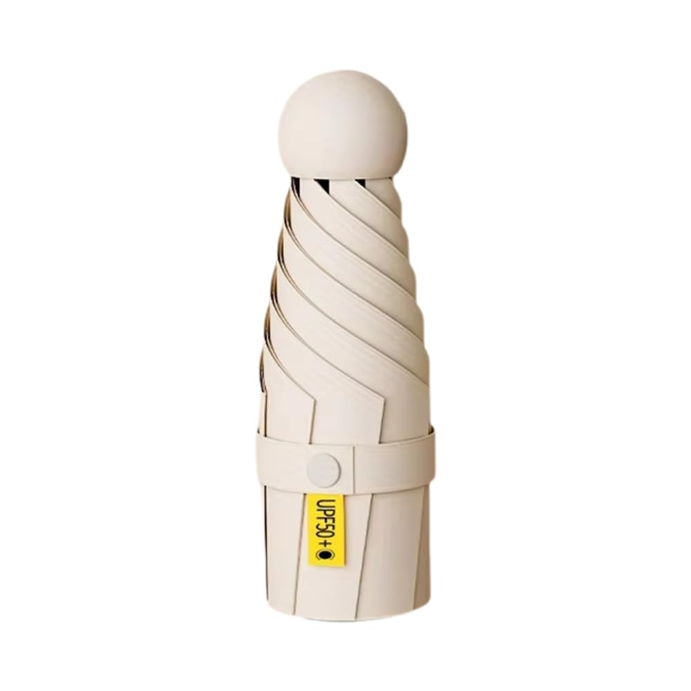 CTRLZS 1pcs Anti-Uv Mini Umbrella for Sunny and, Portable with Uv Coating and 6 ReinforcedRibs Cream White