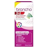 Broncho 5-in-1 Cough Syrup 200ml – Multi-Symptom Relief for Dry & Chesty Coughs and Sore Throat Associated with a Cold. Sugar Free & Alcohol Free