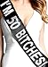 50th Birthday Sash - Silver Mirror Block Real Crystal Rhinestone I'm 50 Bitches! Black Premium Grade Satin Sash - Gifts for Women - BlackSash(Im50Btch SLV/RS) BLK
