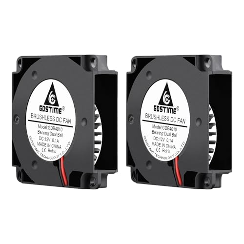 GDSTIME Ventilador 4010 DC 12 V 40 mm 40 x 10 mm, ventilador de refrigeración centrífugo turbo de 2 pines 8000 RPM doble bola mini ventiladores de impresora 3D, 2 paquetes