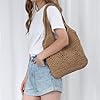 EVEOUT Sac Cabas en Raphia Tressé Femme été Grand Léger Boho Sac de Plage Tressé Léger Sac Fourre-Tout Paille Tissé pour Vacances(Marron) #1
