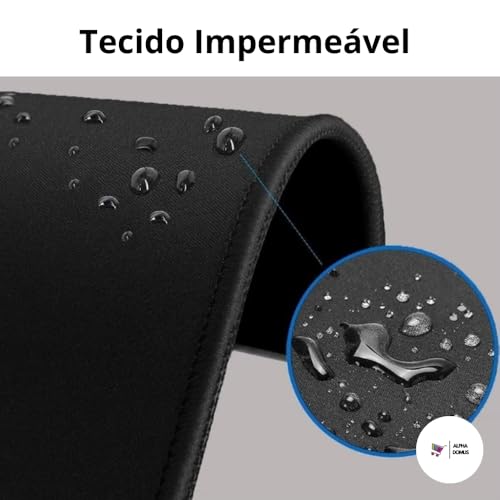 Mouse Pad Gamer Extra Grande Preto Borda Costurada Base Antiderrapante Confortavel Macio Premium (Ex