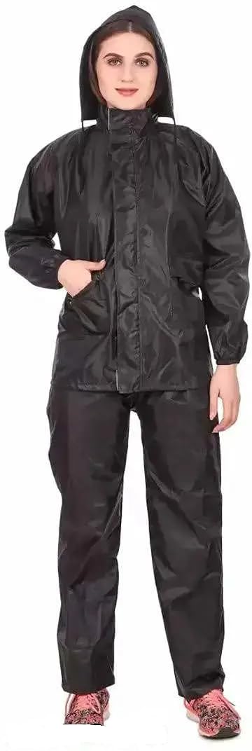 oxtaul Unisex Raincoat Set for Men & Women | Polyester Rain Suit with Hooded | Standard Length Monsoon Wear (IN, Alpha, M, Pant Set Black 1)-picture-19