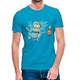 Camiseta de Manga Corta Bender Nevermind Nirvana (11- Camiseta Talla S)(Azul atolón Manga Corta)