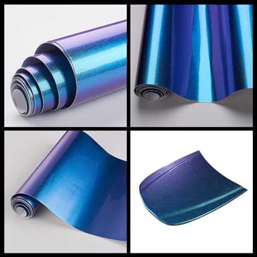 ATMOMO Purple to Lake Blue Turquoise Color Change Glossy Color DIY Car Body Films Vinyl Car Wrap Sticker Decal Air Release Film Vari-Colour Film 1.52Mx60CM