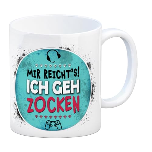 trendaffe - Kaffeebecher mit Spruch: Mir reicht's! Ich GEH zocken