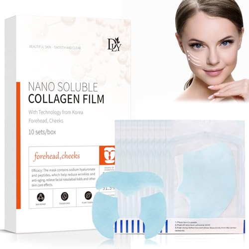 Miioto Korean Collagen Firming Mask, Collagen Soluble Film, paquete de 10 Mascarillas Hidratantes Faciales, Película de Colágeno, Collagen Skin Care, Reduce Líneas Finas y Mejora Flacidez de la Piel