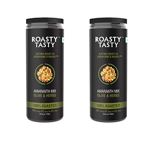 Image of Roasty Tasty Amaranth Mix Olive & Herbs Mixture | Healthy Chiwda | Indian Namkeen Snacks Combo | Diet Mixture | Healthy Snacks | Roasted Snacks | Roasted Snack, Not fried Snacks | Pack of 2 (80g each)