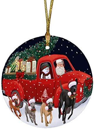 Christmas Express Delivery Red Truck Running Thai Ridgeback Dogs Round Flat Ornament - Pet Decorative Hanging Ornaments for Christmas X-mas Tree Decorations - 2.75" Round Christmas Ornament