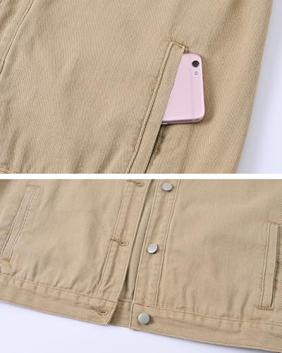 Locachy Women's Denim Jacket Casual Crew Neck Button Down Long Sleeve Jean Jacket Coats4